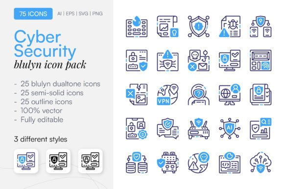 75 Cyber Security Icon Pack: Modern Graphics and Icons for Local Brands