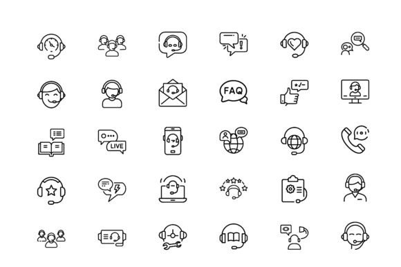 Customer Service Icon Set 30: Essential Graphics for Local Brand Identity
