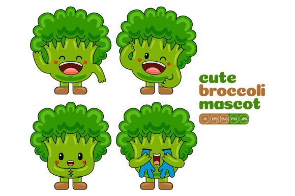 Cute Broccoli Mascot Vector Pack 02 for Cricut and Handmade Projects