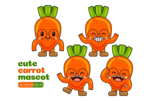Cute Carrot Mascot Vector Pack 01 for Graphics and Illustrations