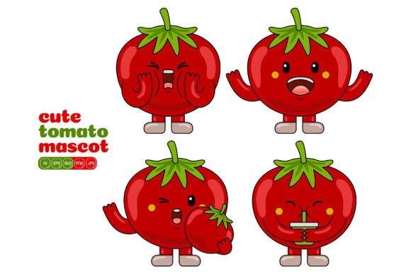 Cute Tomato Mascot Vector Pack 04 for Graphics and Illustrations