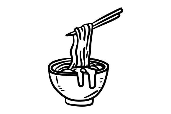 Detailed Noodle Dish Drawing: Graphics for Illustrations