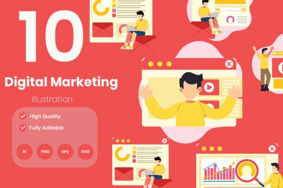 Digital Marketing Illustration Pack for Crafters