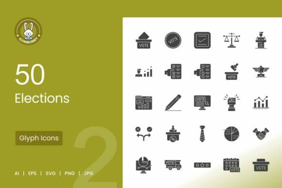 Elections Glyph Icons for Modern Graphics and Design