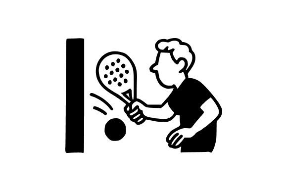 Focused Padel Player Wall Rebound Illustration