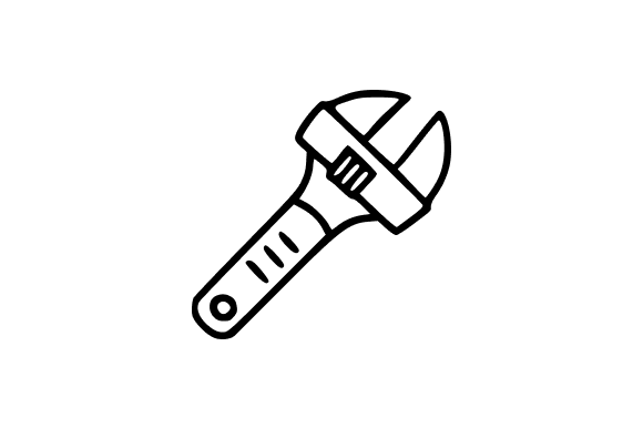 Large Adjustable Wrench Line Art: Premium Graphics for Modern Illustrations