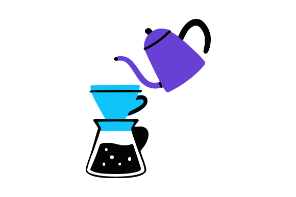 Manual Pour Over Coffee Brewing Method Illustration