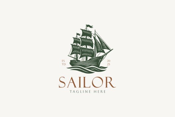 Nautical Logo Shipping Sailboat Ocean