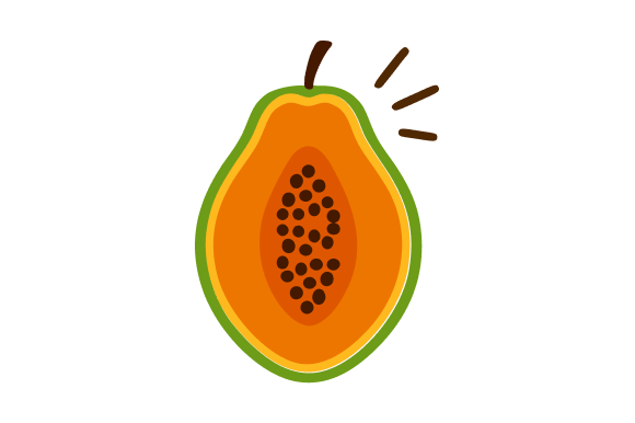 Papaya Tropical Fruit Illustration for Graphic Design