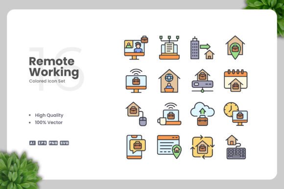 Remote Working Colored Icons: A Designer's Review
