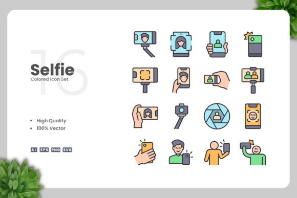 Selfie Colored Icons Graphics for Real Crafting