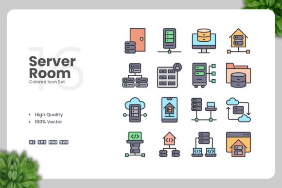 Server Room Colored Icons: A Smart Graphics Choice for Tech Sellers