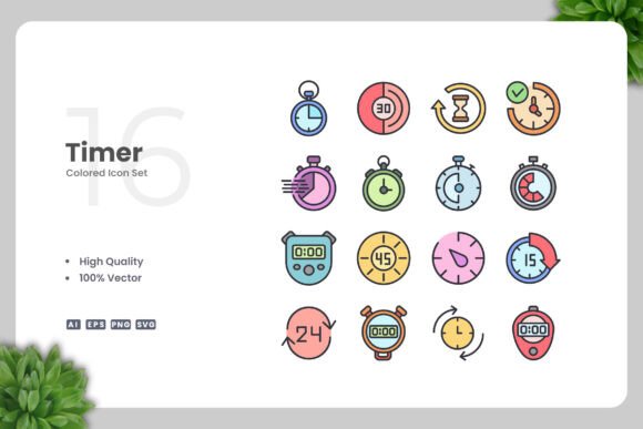 Timer Colored Icons Graphics Review for Sellers