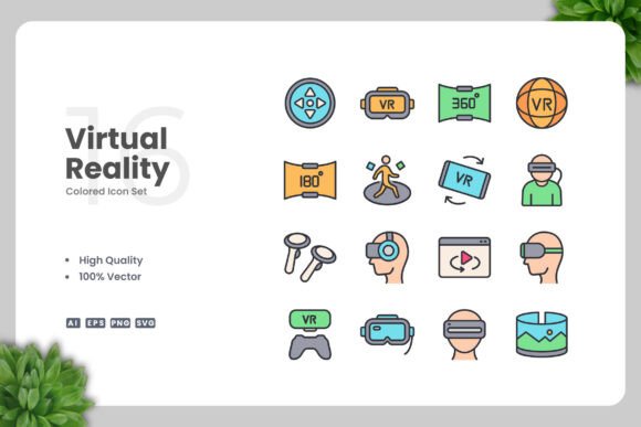 Virtual Reality Colored Icons: A Review for Graphics and Icons