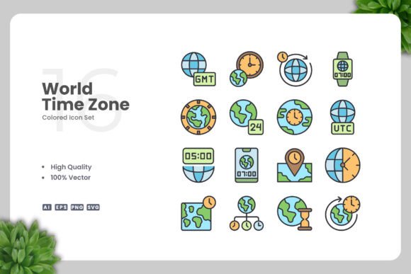 World Time Zone Colored Icons: A Review of Essential Graphics
