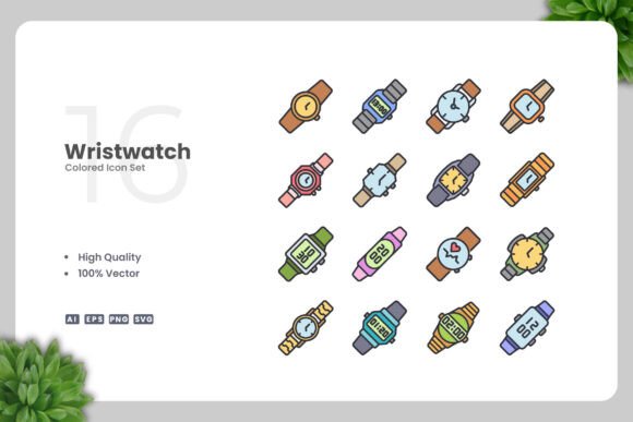 Wristwatch Colored Icons: Essential Graphics for Modern Design