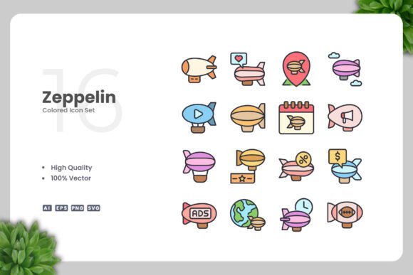 Zeppelin Colored Icons Review: Graphics for Digital Sellers